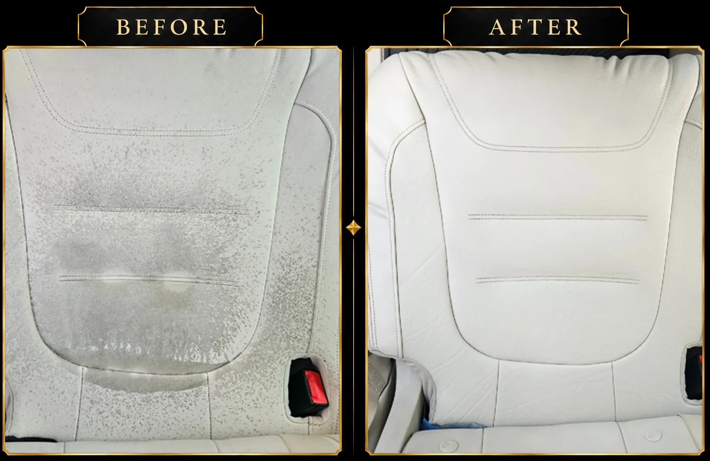 Luxury leather cleaning and restoration before and after showcase